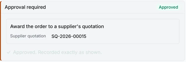 The award's status chip reading Approved.